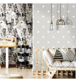 Noordwand Papier peint Friends&Coffee Little Stars Gris foncé et blanc