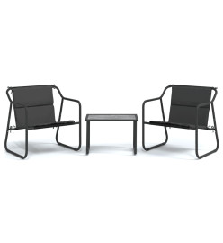 Salon de jardin avec coussins 3 pcs anthracite acier
