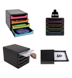 Exacompta Set de tiroirs de bureau Big-Box Aquarel avec 4 tiroirs