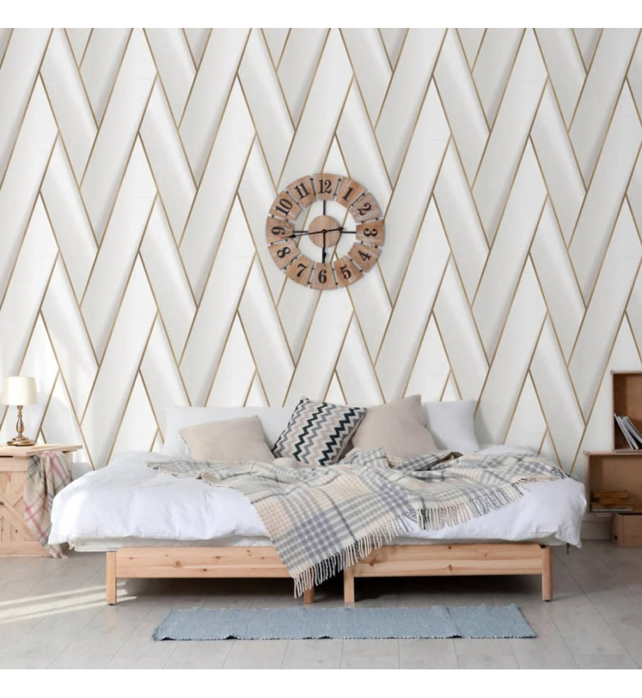 DUTCH WALLCOVERINGS Papier peint Geometric Blanc et doré