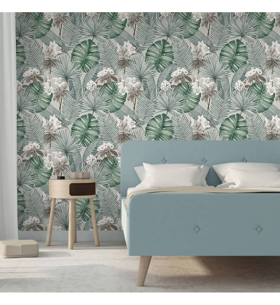 DUTCH WALLCOVERINGS Papier peint Eden Gris et vert clair