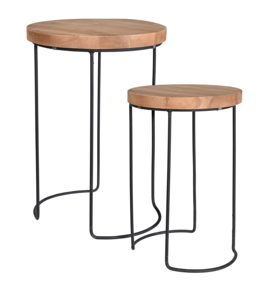 H&S Collection Ensemble de tables d'appoint 2 pcs Teck