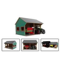 Kids Globe Abri de ferme pour 2 tracteurs jouets 1:16