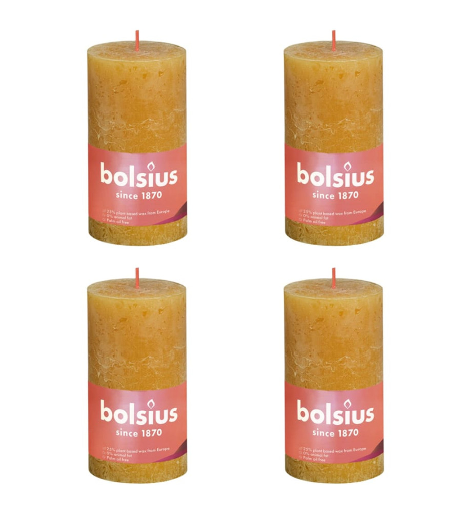 Bolsius Bougies pilier rustiques 4 pcs 130x68 mm Jaune nid d'abeilles