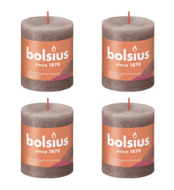 Bolsius Bougies pilier rustiques Shine 4 pcs 80x68 mm Taupe rustique