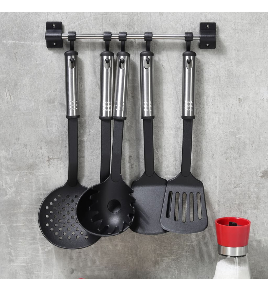 HI Ensemble d'ustensiles de cuisine 6 pcs Noir et argenté