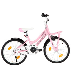 Vélo enfant avec porte-bagages avant 18 pouces Rose et noir