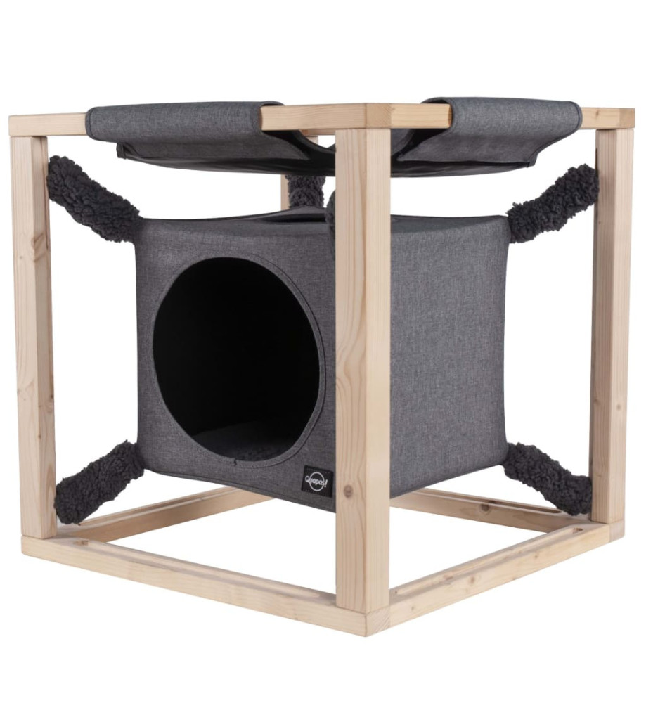 Quapas! Lit pour chats avec hamac Catcube Gris M 54x54x54 cm