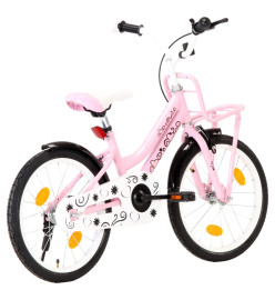 Vélo enfant avec porte-bagages avant 18 pouces Rose et noir