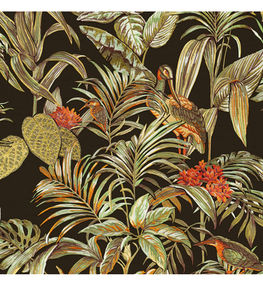 DUTCH WALLCOVERINGS Papier peint Bird-of-Paradise Noir