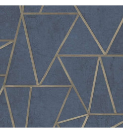 DUTCH WALLCOVERINGS Papier peint Triangles Bleu pétrole et doré