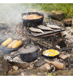 Esschert Design Jeu d'ustensiles de cuisine d'extérieur sept pièces Noir