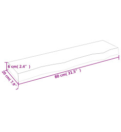 Étagère murale gris foncé 80x20x6 cm bois chêne massif traité