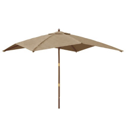 Parasol de jardin avec mât en bois taupe 300x300x273 cm