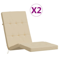 Coussins de chaise longue lot de 2 beige tissu oxford