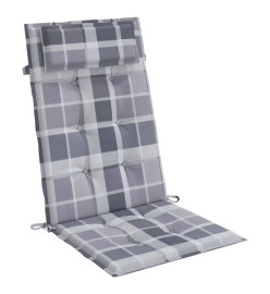 Coussins de chaise à dossier haut lot de 6 carreaux gris