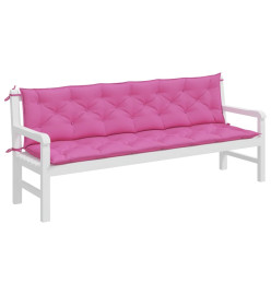 Coussins de banc de jardin lot de 2 rose 200x50x7 cm tissu