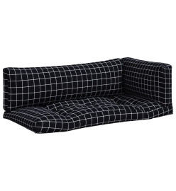 Coussins de palette 3 pcs motif à carreaux noir tissu Oxford