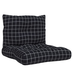 Coussins de palette 2 pcs motif à carreaux noir tissu Oxford