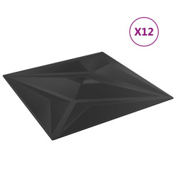 Panneaux muraux 12 pcs noir 50x50 cm EPS 3 m² étoile