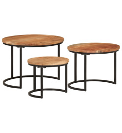 Tables gigognes 3 pcs bois massif d'acacia