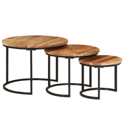 Tables gigognes 3 pcs bois massif d'acacia