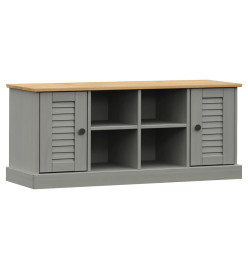 Banc à chaussures VIGO gris 106x35x40 cm bois massif de pin