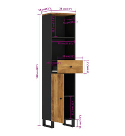 Armoire de salle de bain 38x33x160 cm bois massif de manguier