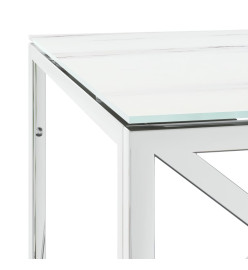 Table basse 110x45x45 cm acier inoxydable et verre