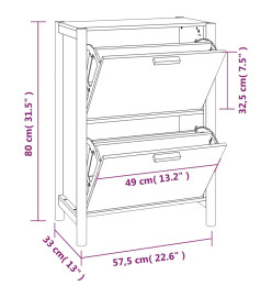 Armoire à chaussures 57,5x33x80 cm Bois d'ingénierie