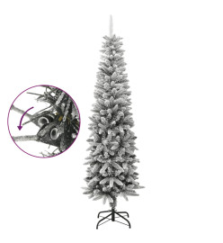 Sapin de Noël artificiel mince avec neige floquée 210 cm PVC/PE