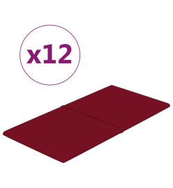 Panneaux muraux 12 pcs Rouge bordeaux 60x30 cm Velours 2,16 m²