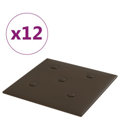 Panneaux muraux 12 pcs Marron 30x30 cm Similicuir 1,08 m²