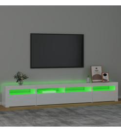 Meuble TV avec lumières LED Blanc brillant 240x35x40 cm