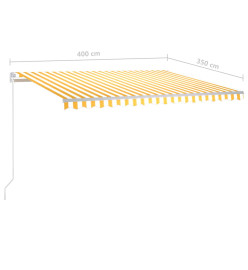 Auvent automatique rétractable avec poteaux 4x3,5 m Jaune blanc