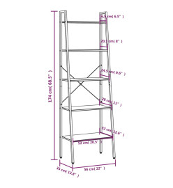 Étagère debout 5 niveaux Marron clair et noir 56x35x174 cm