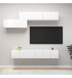 Ensemble de meuble TV 7 pcs Blanc Aggloméré