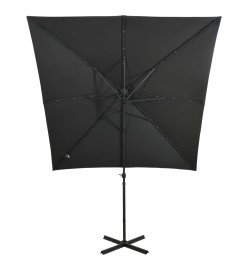 Parasol déporté avec mât et lumières LED Anthracite 250 cm