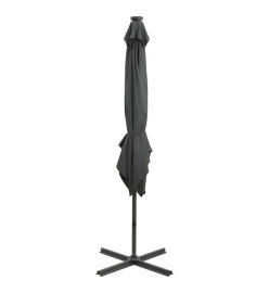 Parasol déporté avec mât et lumières LED Anthracite 250 cm