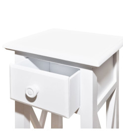 Table d'appoint avec tiroir Blanc