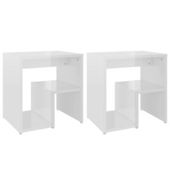 Tables de chevet 2 pcs Blanc brillant 40x30x40 cm Aggloméré