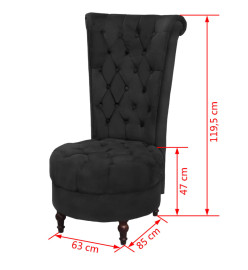 Chaise de canapé avec dossier haut Noir Tissu