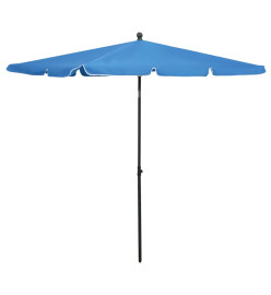 Parasol de jardin avec mât 210x140 cm Bleu azuré