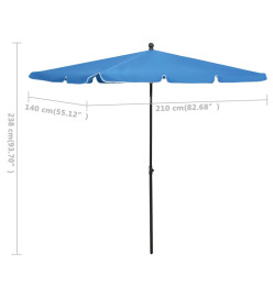 Parasol de jardin avec mât 210x140 cm Bleu azuré