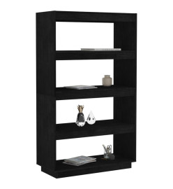 Bibliothèque/Séparateur de pièce Noir 80x35x135 cm Pin massif