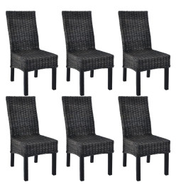 Chaises à manger lot de 6 noir rotin Kubu et bois de manguier