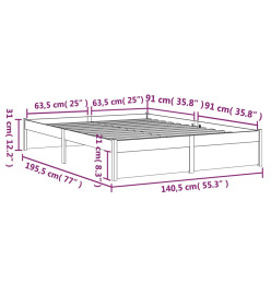 Cadre de lit Bois massif 135x190 cm Double