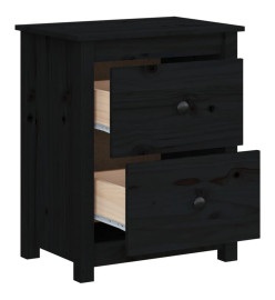 Table de chevet Noir 50x35x61,5 cm Bois de pin massif