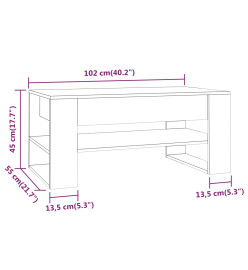 Table basse Chêne sonoma 102x55x45 cm Bois d'ingénierie