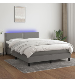Sommier tapissier et matelas et LED Gris foncé 140x190 cm Tissu